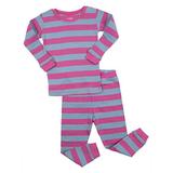 Leveret Striped Kids & Toddler Girls Pajamas 2 Piece Pjs Set 100% Cotton (3 Toddler, Purple & Denim) screenshot. Sleepwear directory of Clothes.