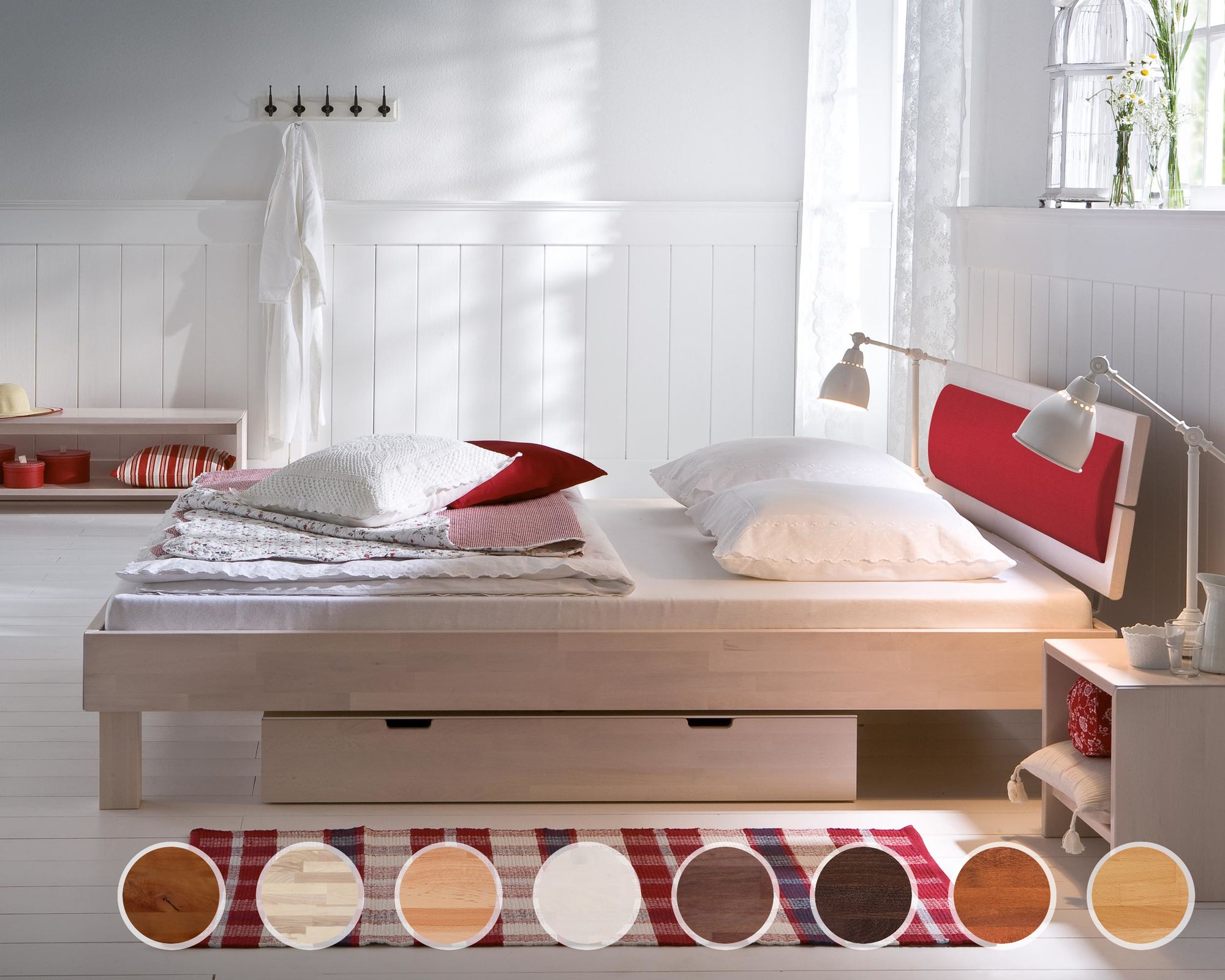 Hasena Wood-Line Massivholzbett Cantu/Duetto 140x200 cm Buche walnuss 20 cm