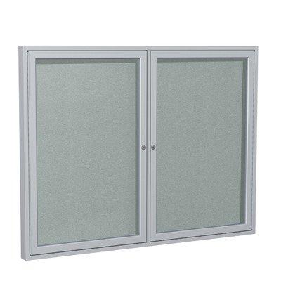 2 Door Outdoor Enclosed Bulletin Board Size: 3' H x 5' W, Frame Finish: Satin, Surface Color: Silver