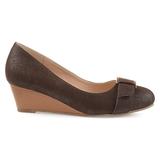 Brinley Co. Womens Gael Faux Suede Buckle Detail Comfort-Sole Wedges Brown, 9 Regular US screenshot. Shoes directory of Clothing & Accessories.