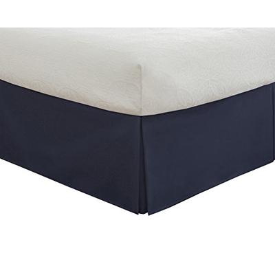 Lux Hotel Bedding Tailored Bed Skirt, Classic 14" Drop Length, Pleated Styling, Queen, Navy