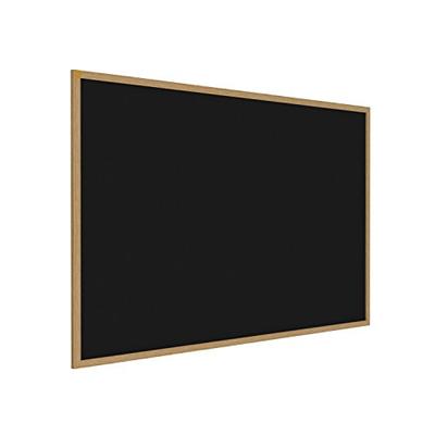 Ghent 4.5" x 5.5" Wood Frame, Oak Finish Recycled Rubber Bulletin Board - Black (WTR45-BK)