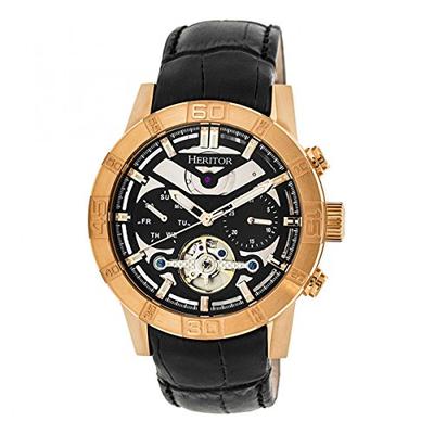 Heritor Automatic Men's 'Hamilton Semi-Skeleton' Automatic Movement Stainless Steel and Leather Watc