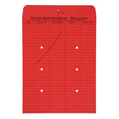 Quality Park 1-Side Print Interoffice Envelopes, String-Tie, Red, 10 x 13, 100 per Carton, (63574)