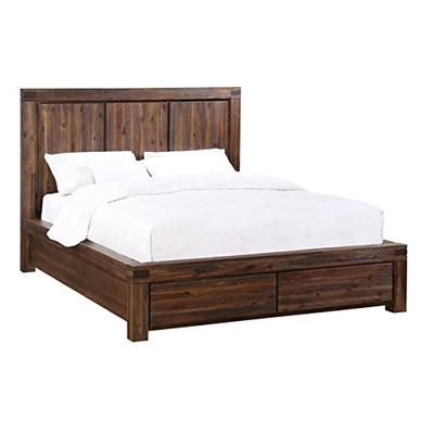 Modus Furniture 3F41D6 Meadow Footboard Storage Bed, Solid Wood California King Brick Brown