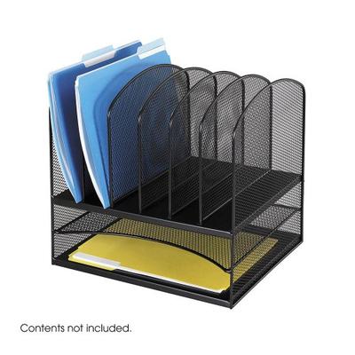 Mesh Desk Organizer, Eight Sections, Steel, 13 1/2 x 11 3/8 x 13, Black