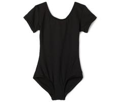 Capezio Youth Short-Sleeve Leotard, Black-Int 6/8