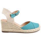 Brinley Co Comfort Womens Espadrille Ankle Strap Wedge Teal, 9 Regular US screenshot. Shoes directory of Clothing & Accessories.