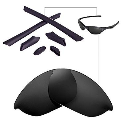 Walleva Polarized Lenses And Rubber Kit(Earsocks+Nosepads) For Oakley Half Jacket (Black Polarized L