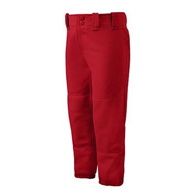 Mizuno Girls Youth Belted Low Rise Fastpitch Softball Pant, Red, Youth Small