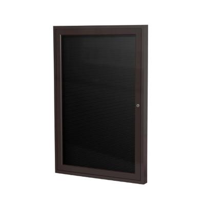 Ghent 36" x 30" 1 Door Outdoor Enclosed Vinyl Letter Board, Black Letter Panel, Bronze Aluminum Fram