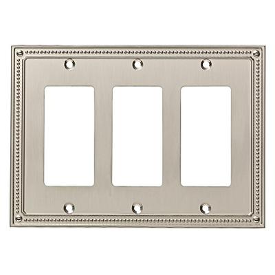 Franklin Brass W35067-SN-C Classic Beaded Triple Decorator Wall Plate/Switch Plate/Cover, Satin Nick