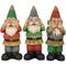 Sunnydaze Three Wise Garden Gnomes - Hear, Speak, See No Evil Set - Outdoor Lawn Statues, 12 Inch Ta