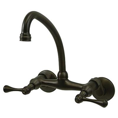 Kingston Brass KS314ORB Victorian High Arch Spout Wall Mount Kitchen Faucet, 4" - 9" Adjustable Spre