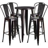 Flash Furniture 24'' Round Black-Antique Gold Metal Indoor-Outdoor Bar Table Set with 4 Cafe Stools screenshot. Dining Room Furniture directory of Furniture.