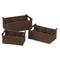 Household Essentials ML-7050 Paper Rope Wicker Storage Baskets with Wood Handles | Set of 3 | Dark B