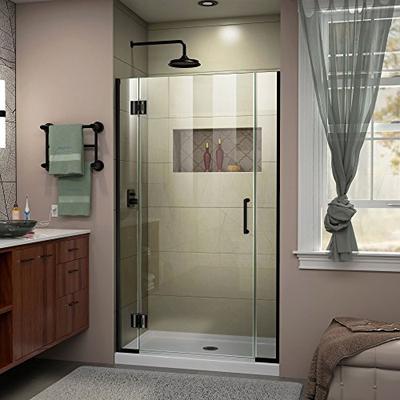 DreamLine Unidoor-X 39 1/2-40 in. W x 72 in. H Frameless Hinged Shower Door in Satin Black, D1270657