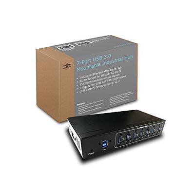 7-Port USB 3.0 Mountable Industrial Hub with Screw Locked USB 3.0 Cable