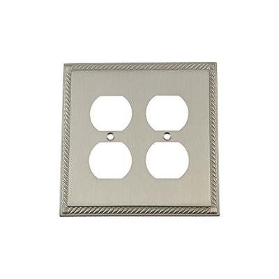 Nostalgic Warehouse 720041 Rope Switch Plate with Double Outlet, Satin Nickel