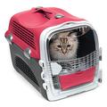 Catit Cabrio Carrier, Transportbox fuer Katzen, 51 x 33 x 35cm, rot/grau