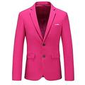Men's Peak Lapel 2 Buttons Hot Pink Tuxedo Jacket Prom Party Coat Wedding Dinner Coat Casual Coat Hot Pink 44/38
