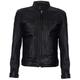 Men's Fitted Black Real Soft Genuine Leather Classic Collar Harrington Jacket XL