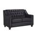 Darby Home Co Debolt 56" Leather Match Square Arm Loveseat Leather Match/Manufactured Wood in Black | 36 H x 56 W x 37 D in | Wayfair