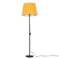 Modern Standard Floor Lamp in a Black Metal Finish with an Extra Large Mustard Tapered Light Shade