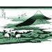 ArtVerse Japanese Cranes & Mount Fuji Wood Block Print Removable Wall Decal Vinyl in Green/White/Black | 36 H x 48 W in | Wayfair HOK010A3648A