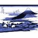 ArtVerse Japanese Cranes & Mount Fuji Wood Block Print Removable Wall Decal Vinyl in Blue | 18 H x 24 W in | Wayfair HOK008A1824A