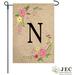 JEC Home Goods Spring Rose Monogram 2-Sided Polyester 18 x 13 in. Garden Flag in Brown | 18 H x 12.5 W in | Wayfair GF10008-N