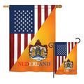 Breeze Decor American Dutch Friendship of the World Impressions Decorative Vertical 2-Sided Flag Set in Blue/Orange | 40 H x 18.5 W in | Wayfair