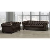 Astoria Grand Ornellas 2 Piece Living Room Set Leather Match in Brown | 31 H x 93 W x 38 D in | Wayfair Living Room Sets