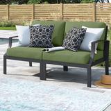 Lark Manor™ Analyssia 60" Wide Loveseat w/ Cushions Metal/Rust - Resistant Metal in Gray | 33 H x 60 W x 33.5 D in | Outdoor Furniture | Wayfair