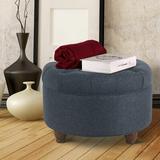 Lark Manor™ Aldolphus 25" Wide Tufted Round Storage Ottoman, Wood in Brown | 15 H x 25 W x 25 D in | Wayfair EE119A4CCA654C76A738245D01AF13E7