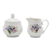 August Grove® Ramsha Sugar & Creamer Set Porcelain China in White/Yellow | 4 H in | Wayfair 85B74A6BCB6A4CC4B8C42FFB51A4E6F7