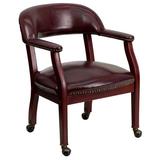 Charlton Home® Zakrzewski Conference Chair w/ Accent Nail Trim & Casters Wood/Upholstered in Brown | 31.5 H x 24 W x 27 D in | Wayfair