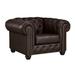 Armchair - Astoria Grand Orner 48" Wide Tufted Leather Match Armchair Faux Leather/Leather Match/ in Brown | 31 H x 48 W x 38 D in | Wayfair