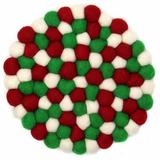 The Holiday Aisle® Hand Crafted Felt Ball Trivet in Red/Green/White | 1 H x 8 D in | Wayfair AD3A50DACA274E73A65975D7040ACAD2