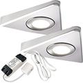 Modern Triangle Under Cabinet Kitchen Light & Driver Kit – Smooth Diffused LED – Slim Pyramid Worktop Light – Low Profile Surface Mounted (2X Light & Driver, Natural White LED, Brushed Nickel Bezel)