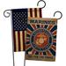 Breeze Decor 2 Piece Marine Corps Americana Military Impressions Decorative Vertical 2-Sided Flag Set in Black/Blue/Brown | Wayfair