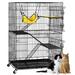 Tucker Murphy Pet™ Covarrubias Rolling 4 Tiers Outdoor Cat Cage w/ Hammock Metal in Black | 48 H x 31.5 W in | Wayfair