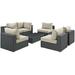 Sojourn 7 Piece Outdoor Patio Sunbrella® Sectional Set in Canvas Antique Beige - East End Imports EEI-1883-CHC-BEI-SET