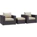 Convene 3 Piece Outdoor Patio Sofa Set in Espresso Beige - East End Imports EEI-2174-EXP-BEI-SET