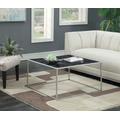 Gold Coast Faux Marble Coffee Table in Black Faux Marble / Silver - Convenience Concepts 413482MBLS