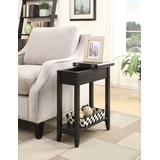 American Heritage Flip Top End Table in Black Finish - Convenience Concepts 7105059BL