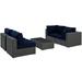 Sojourn 5 Piece Outdoor Patio Sunbrella® Sectional Set in Canvas Navy - East End Imports EEI-1882-CHC-NAV-SET