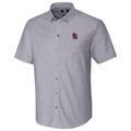 St. Louis Cardinals Cutter & Buck Short Sleeve Stretch Oxford Button-Down Shirt - Charcoal