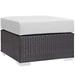 Convene Outdoor Patio Fabric Square Ottoman in Espresso White - East End Imports EEI-1911-EXP-WHI