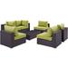 Convene 7 Piece Outdoor Patio Sectional Set in Espresso Peridot - East End Imports EEI-2164-EXP-PER-SET